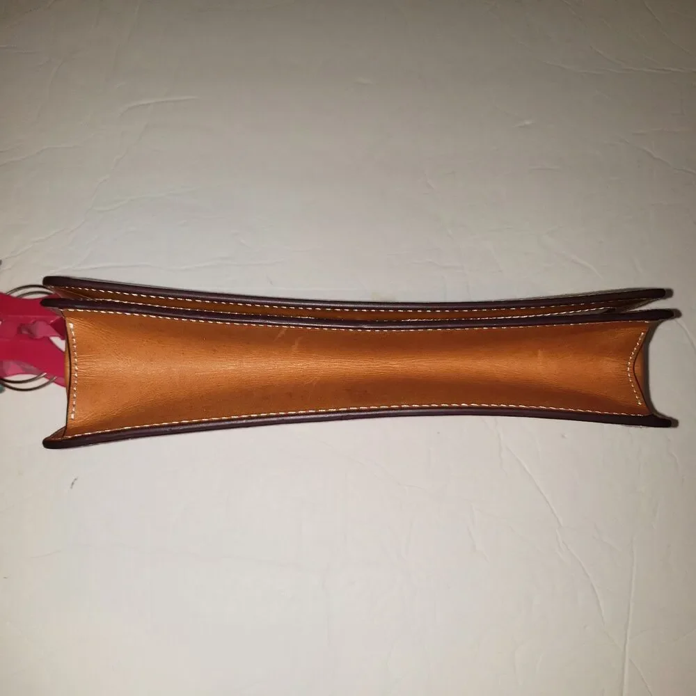 J. MCLAUGHLIN  Orange Cream Woven Tan Leather Clutch Purse